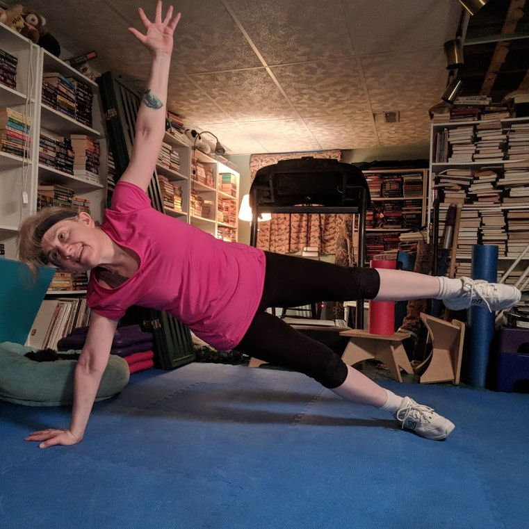 No one was watching so I was able to focus and finally do the side plank star in my home workout area
